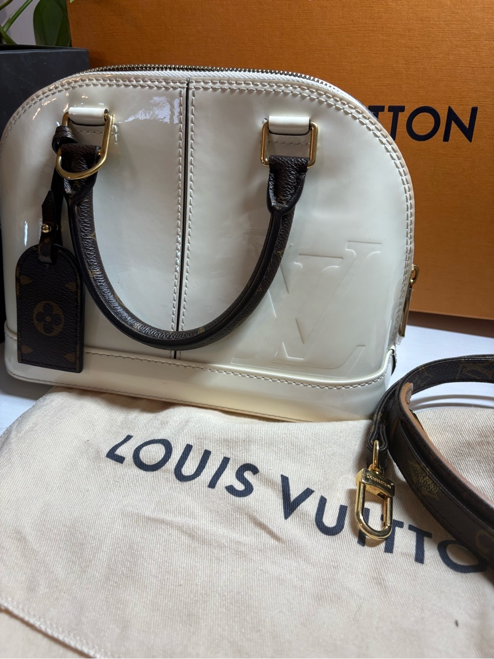 Louis Vuitton White Vernis Alma BB